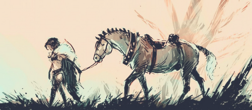 Freya wandering the Nine Worlds to find her husband. But it seemed that she never found out where her husband was