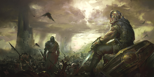 Viking warriors after the battle. The only wish was to die in the battle to get ascended to Valhalla to feast with gods and unite with the fallen fellows. Unfortunately, they won the war again.