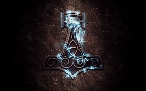 Image of Mjolnir Thor Hammer Norse Viking Gods empowering the Vikings