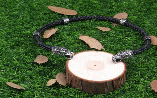 Image of Odin Jewelry Double Wolf Head Viking Jewelry