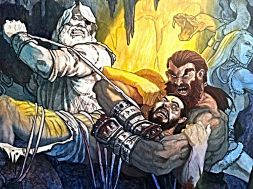 The punishment of Loki in Norse mythology