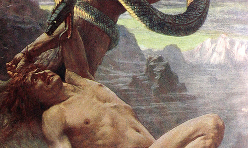 The punishment of Loki when the gods seized him to make him pay for what he had done to Baldur the son of Odin the Allfather