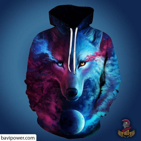 3D Ice & Fire Wolf Hoodie