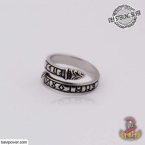 925 Sterling Silver Adjustable Rune Ring