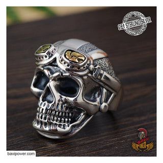 925 Sterling Silver Biker Ring Skull For Men