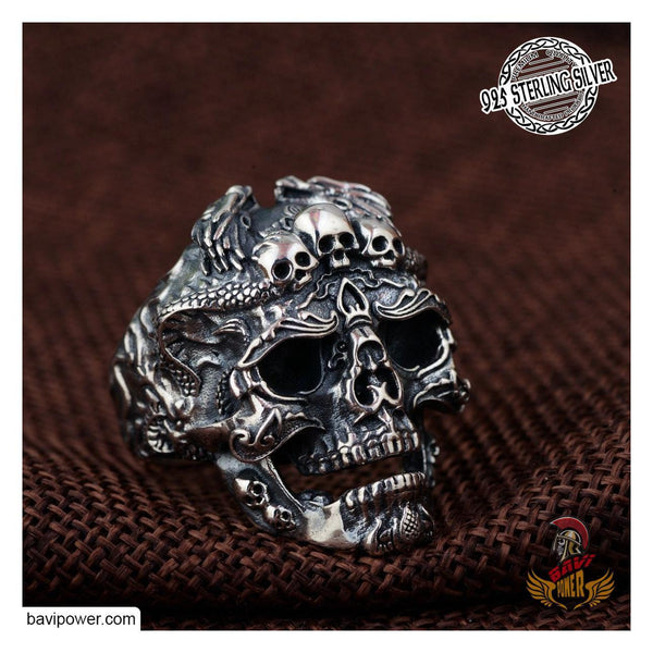 925 Sterling Silver Gothic Skull Ring For Men – BaviPower