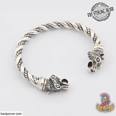 925 Sterling Silver Hati Wolf Head Bracelet