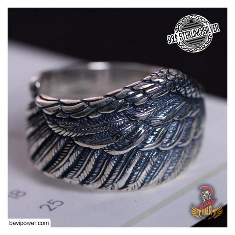 925 Sterling Silver Raven Wing Ring