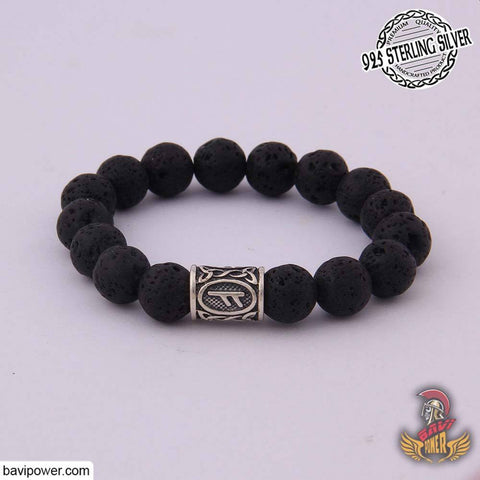 925 Sterling Silver Rune Bead Bracelet