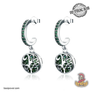 925 Sterling Silver Spring Green Tree of Life Earrings