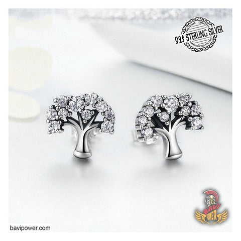 925 Sterling Silver Tree of Life Stud Earrings