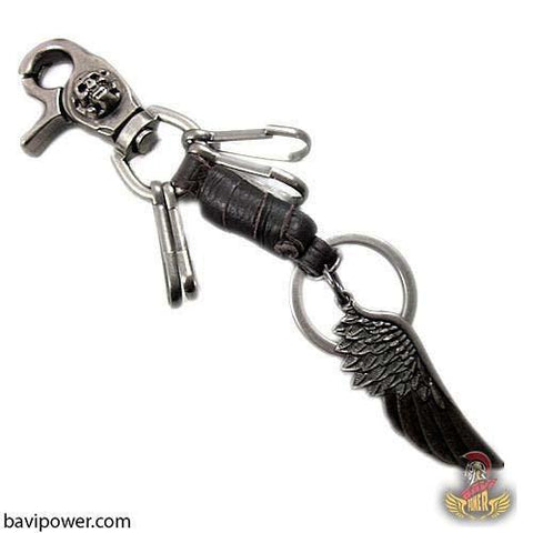 Black Angel's Wings Cowhide Keychains