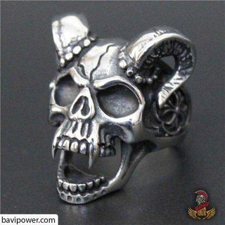 Evil Horn Skull Ring