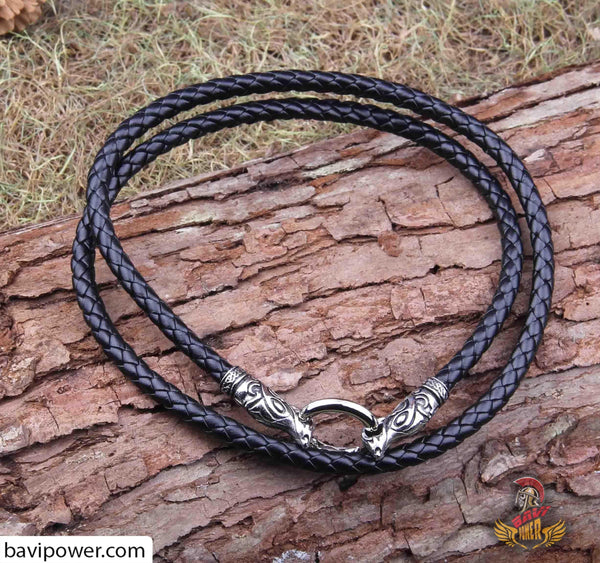 Thick Braided Leather Necklace