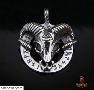 Ram Skull & Rune Circle Pendant