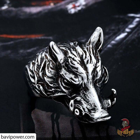 Stainless Steel Gullibursti Boar Ring