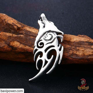 Stainless Steel Howling Wolf Pendant