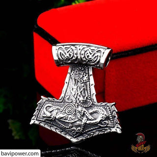 Stainless Steel Jormungand & Thor's Hammer Pendant