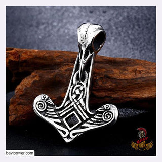 Stainless Steel Raven Hammer Pendant