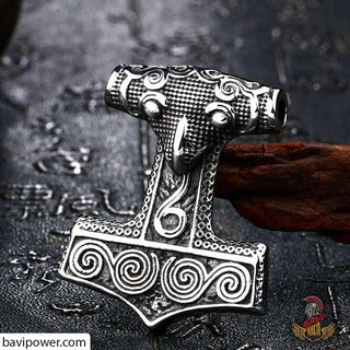 Stainless Steel Raven Mjolnir Pendant