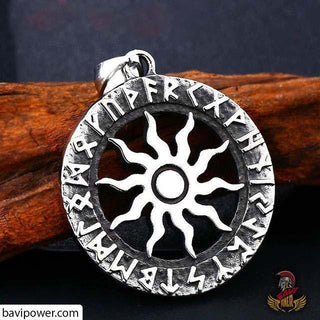 Stainless Steel Runic Sun Pendant