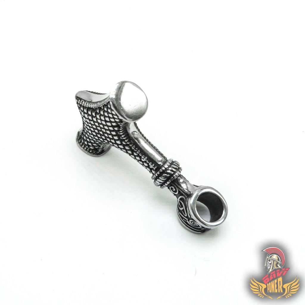Thor's Hammer Pendant with Big Wolf Chain Necklace