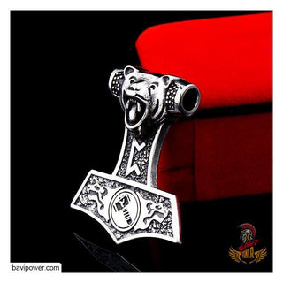 Viking Bear Mjolnir Amulet Pendant