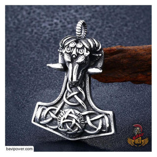 Viking Sheep Head Mjolnir Hammer Pendant