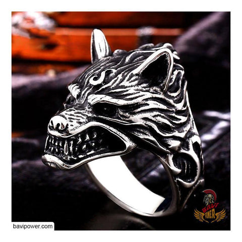 Viking Wolf Head Ring