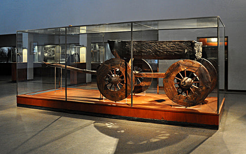 Oseberg cart on display in museum