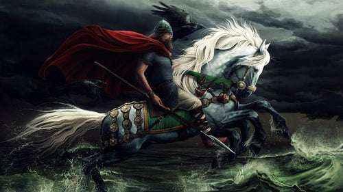 Image of Odin on sleipnir norse mythology