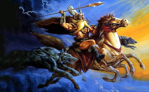 Odin and his Sleipnir horse 