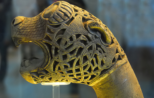 Image of the Viking oseberg animal head Viking artifact archaeological