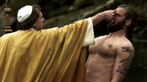 Rollo baptism in Vikings TV series 