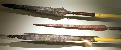 Viking spearheads with the modern reconstructed shafts