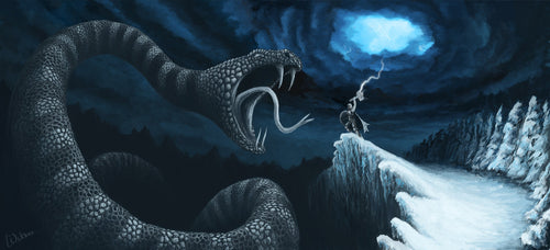 Image of Jormungand and Thor Norse mythology