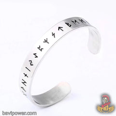 Stainless Steel Viking Rune Futhark Circle Bangle