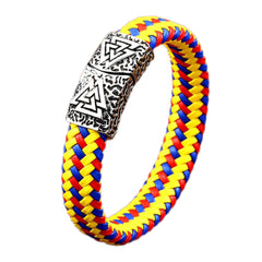 BaviPower Double Valknut Odin Symbol Braided Bracelet Nordic Ideal Charm Authentic Viking Jewelry