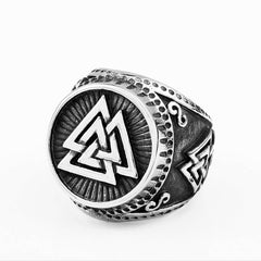 Stainless Steel Viking Valknut Odin Ring