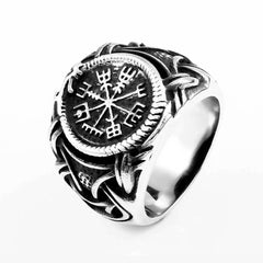 316L Stainless Steel Viking Vegvisir Compass Ring