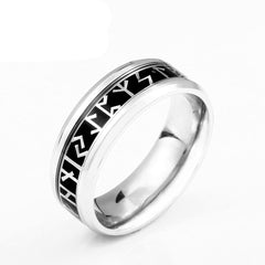 Stainless Steel Minimalist Viking Rune Futhark Nordic Ring