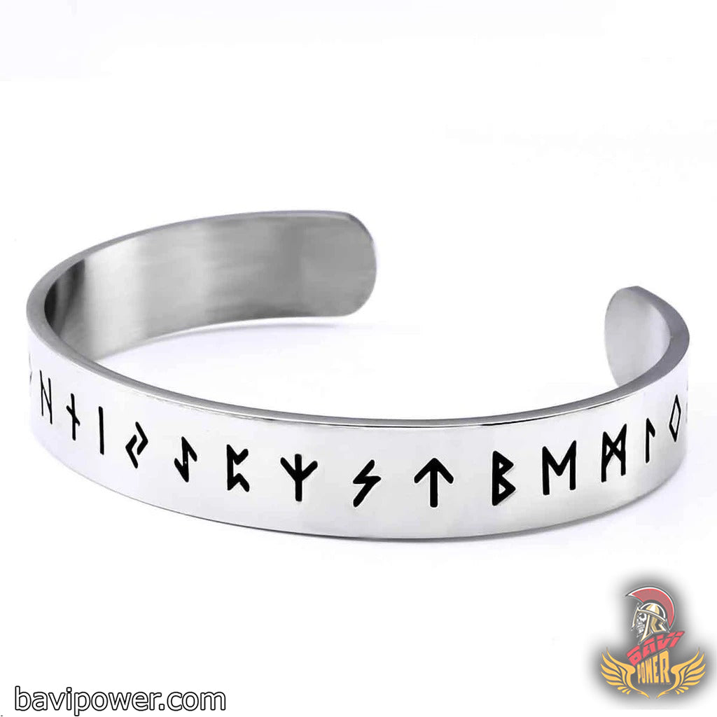 Stainless Steel Viking Rune Futhark Circle Bangle