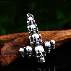 Stainless Steel Viking Mjolnir Thor Hammer Skull Pendant Necklace