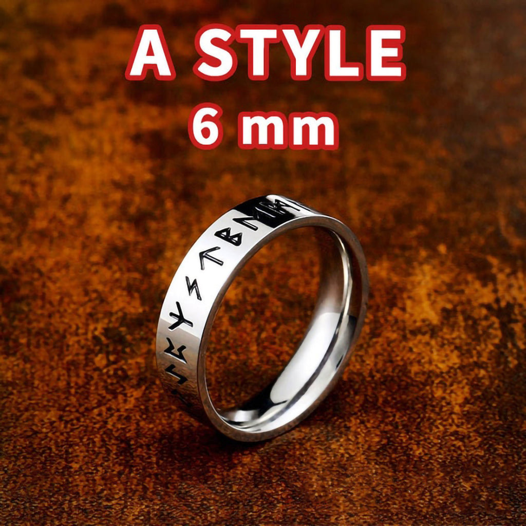 Run Rings Round Stainless Steel Silver Tone Rune Circle Ring – BaviPower