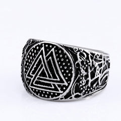 Stainless Steel Viking Norse Odin Valknut Signet Ring