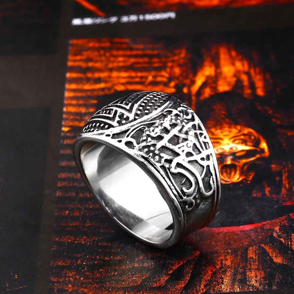 Stainless Steel Viking Norse Odin Valknut Signet Ring