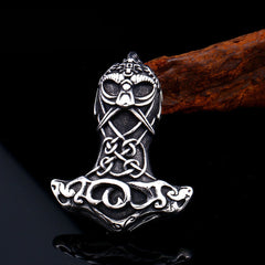 Stainless Steel Thor Mjolnir Hammer Warrior Helmet Pendant Necklace
