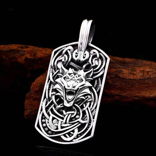 316L Stainless Steel Viking Nordic Fenrir Wolf Head Pendant Necklace