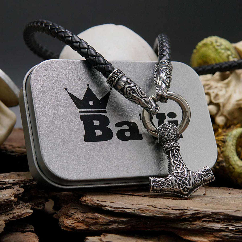 Set Mjolnir Thor Hammer Necklace and Ring