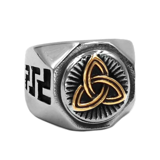 Stainless Steel Gold Tone Celtic Triquetra Ring